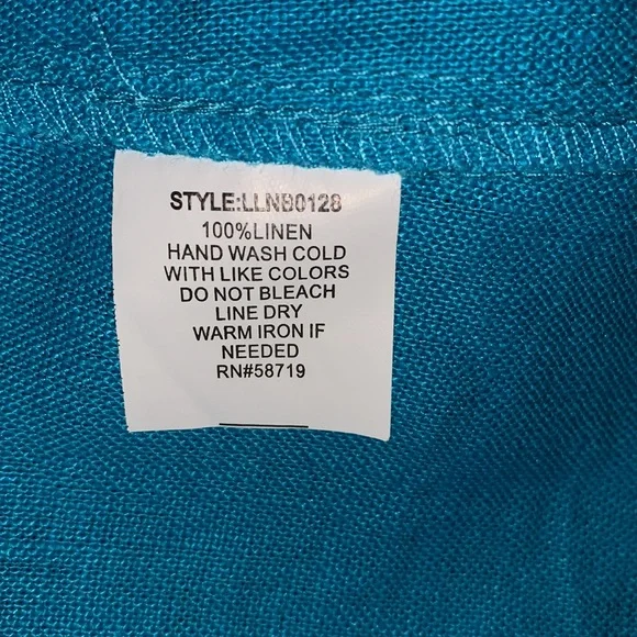 Choices woman 1X linen collared blouse blue full button flutter sleeve - Picture 8 of 8